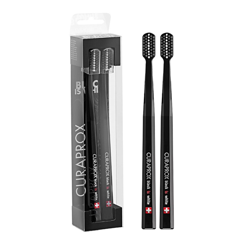 CURAPROX Black Is White Ultra-Soft Toothbrushes - Pack of 2 I Gentle Cleaning for Sensitive Teeth & Gums I Ideal for Plaque Removal - Image 1